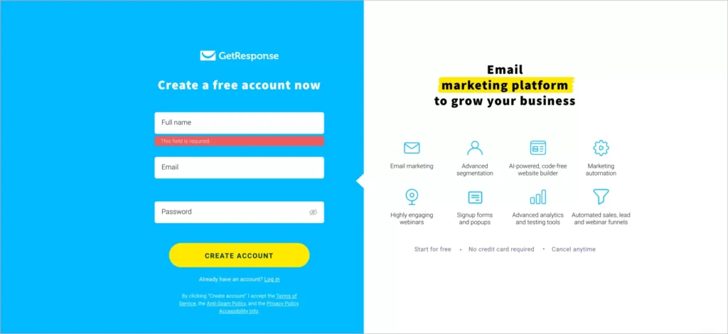 The Ultimate Email Marketing Journey: From Lead Generation to Customer Loyalty Signup landing page GetResponse optimized